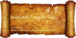 Andirkó Valéria névjegykártya